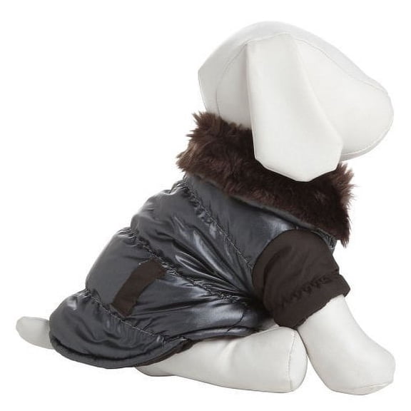 Pet Life Ultra Fur Collar Metallic Jacket - Brown
