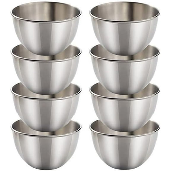 Stainless Steel Sauce Dishes Small Ice Cream Cups Mini Serving Dessert Bowl Round Seasoning Dishes Sushi Dipping for Kitchen 8 Pack (SIlver, 3.35 inch)