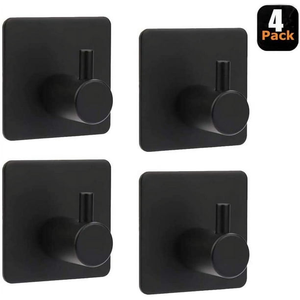 Laklulu - Gancho adhesivo de acero inoxidable de 4 piezas, 8 kg como máximo, para pared de baño, toallero, para familia y oficina, autoadhesivo, color negro