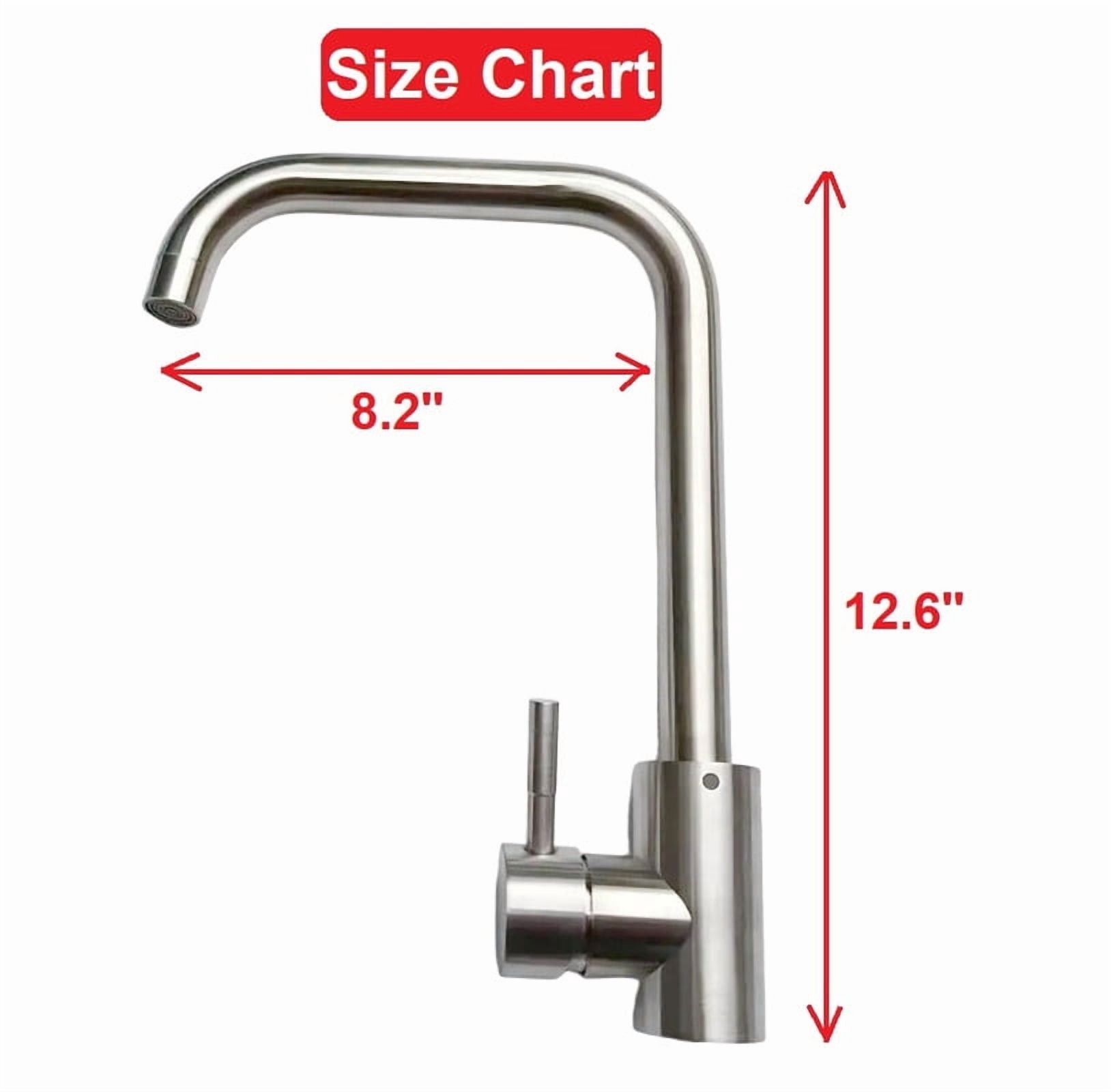 Kitchen Sink Faucet Stainless Steel Brushed Nickel Mix Hot & Cold Water Taper Single Handle Suit for 1 Hole