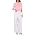 thumbnail image 2 of INSPIRAR CHIC Blusa de punto con cuello de solapa y mangas con volantes para mujer XL Rosa, 2 of 5
