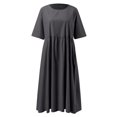 thumbnail image 5 of HXWCHs Robe en Denim pour Femme, Mélange de Lin, Robe Décontractée à Manches Courtes avec Poches Latérales GY2 XXXXXL, 5 of 5