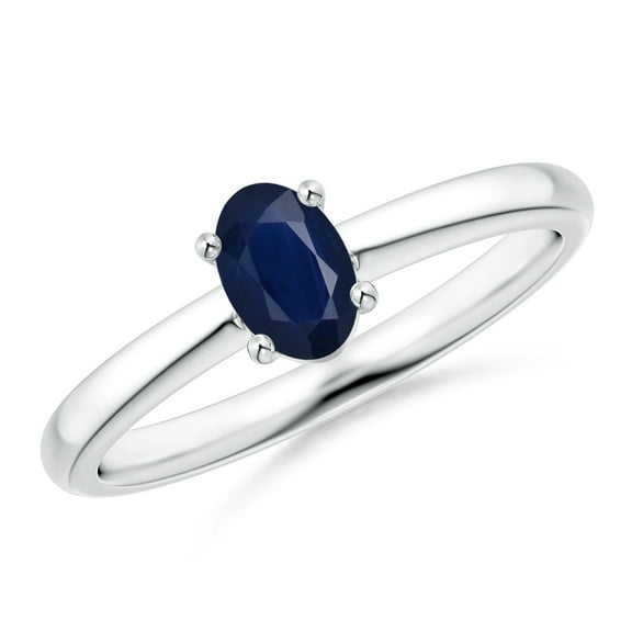 Solitaire 0.65 Ctw Oval Blue Sapphire 925 Sterling Silver Women Wedding Ring Jewelry