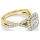 thumbnail image 4 of Elegante Anillo de Compromiso de Oro Amarillo de 10 K con Banda Retorcida, Doble Halo y Diamante de Talla Cuadrada de 0,50 Quilates, 4 of 6