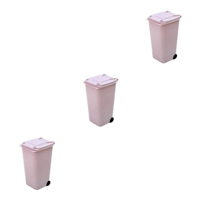 Transemion Plastic Waste Bins With Lid - Durable And Practical Suitable For All Ages Small And Exquisite light pink 3Set