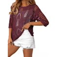thumbnail image 1 of Traje de baño Cover Up EVALESS - Blusas de ganchillo para mujer, color rojo, talla M, 1 of 7