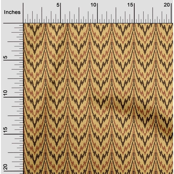 oneOone Cotton Cambric Fabric Zig Zag Flame Stitch Decor Fabric Printed BTY 56 Inch Wide