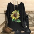 thumbnail image 2 of Feancey Womens Casual Tops Short Sleeve Linen Blouse Summer Boho Floral Print T Shirts Side Slit Loose Crewneck Tee Vintage Beach Vacation Tshirt Summer Sales Black XL, 2 of 5