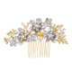 thumbnail image 1 of Zhuge Horquillas para el pelo de boda con flores para novias, peinetas con perlas de cristal,joyas con diamantes de imitación para novias, damas de honor y mujeres (dorado), 1 of 4
