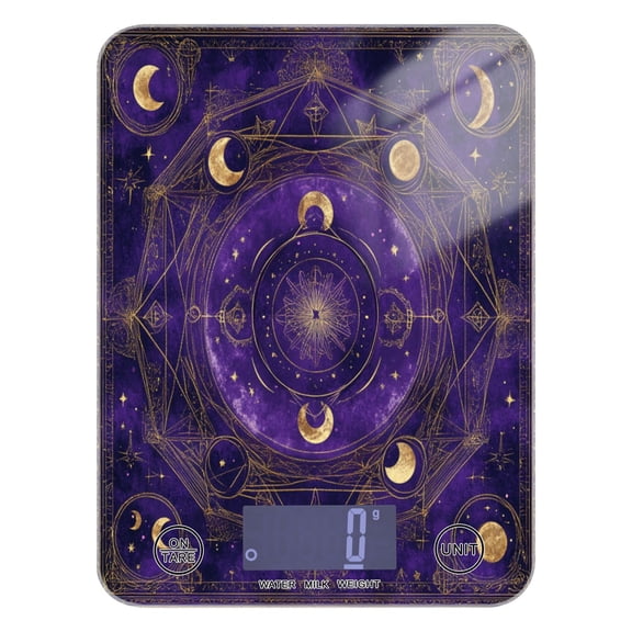 Purple Celestial Pattern Food Scale Digital Kitchen Scale Waterproof Grams Ounces lbs for For Baking and Cooking