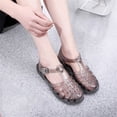 thumbnail image 5 of pwidon Women's Jelly Roman Sandals Closed Toe Adjustable Buckle Flat Slingback Summer Beach Pool Walking Shoes Black 5.5, 5 of 7
