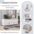 thumbnail image 2 of Shoe Bench with 3 Cabinets and Hidden Storage Space, Storage Bench with Removable Back and Seat Cushion for Hallway, Bedroom, White, 2 of 9