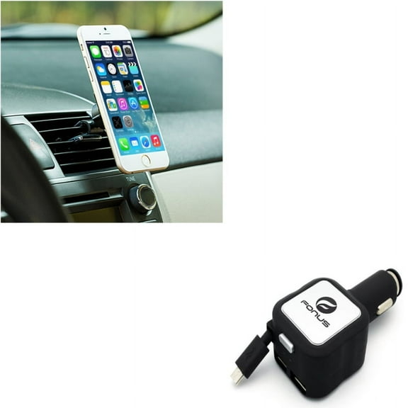Air Vent Magnetic Car Mount w 4.8Amp Retractable Charger for LG Aristo, X Venture Power, K8 V, K20 V, Premier LTE, Tribute HD, Plus, Charge, G Stylo, Dynasty, 3, 2, Plus V, Escape 3 (K373)