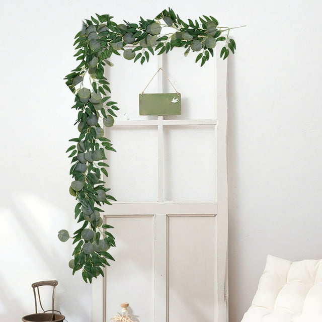 Nilvkv Simulated Willows Leaf Eucalyptuss Rattan Artificial Round Apples Leaf Ivy Wedding Party Decoration Eucalyptuss Leaf Rattan