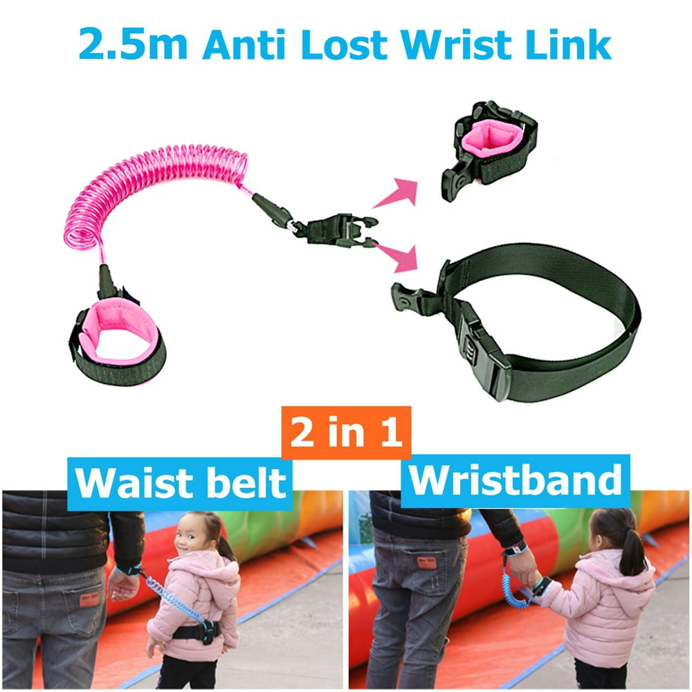 2 in 1 Baby Kid Anti Lost Wrist Link Safety Leash Wrist Link Strap Rein