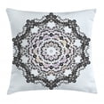 thumbnail image 1 of Mandala Throw Pillow Cushion Cover, Holiday Design for Christmas and New Year Round Snowflake Futuristic Background, Decorative Square Accent Pillow Case, 24" X 24", Multicolor, by Ambesonne, 1 of 2