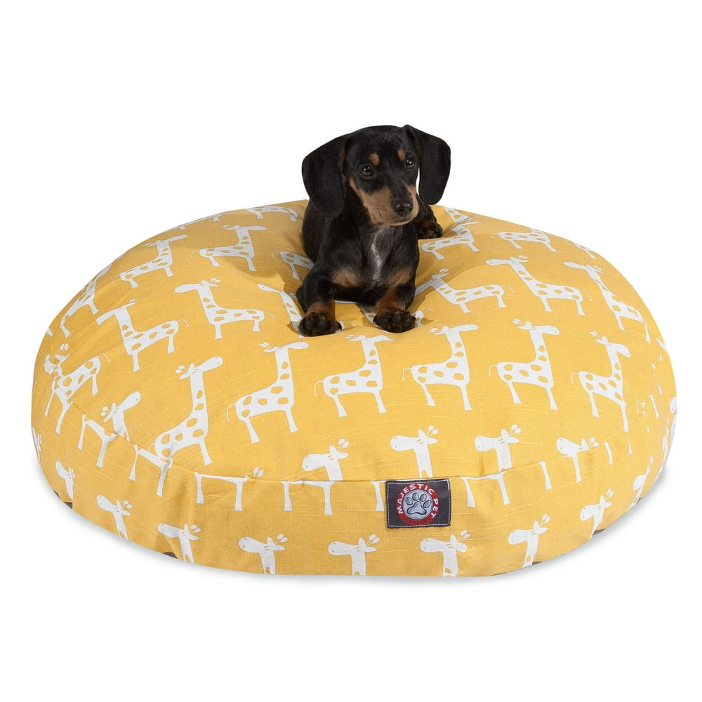 Majestic Pet Stretch Round Dog Bed Cotton Twill Removable Cover Yellow Small 30 x 30 x 4
