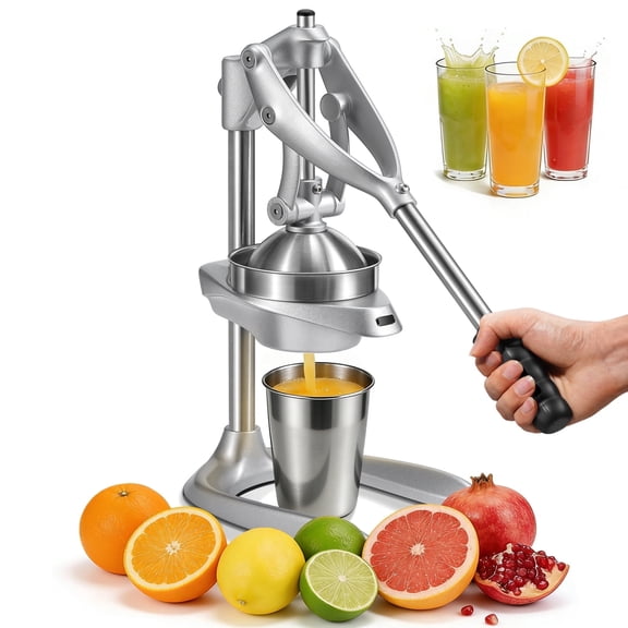 Sopito manual juicer press, Effortless Cast Iron Juicer Professional Safety Stainless Steel Hand Press Juicer for Fresh Lemon, Lime, Orange & Pomegranate,Easy to Clean with Brusher