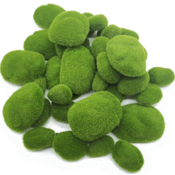 Tihood 40Pcs 4 Size Artificial Moss Rocks Decorative Green Moss Balls Moss Stones Green Moss Covered Stones Fake Moss Decor For Floral Arrangements Fairy Gardens And Crafting
