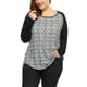 thumbnail image 3 of CamiseRaglán Con Estampado De Leopardo Cuello Redondo PaMujer Negro XL, 3 of 5