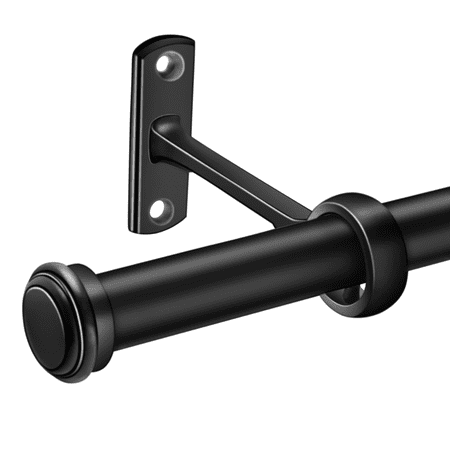 Rose Home Fashion 1 Inch Black Adjustable Curtain Rods Windows Outdoor for Patio Wall & Ceiling Mount 48 - 86