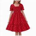 thumbnail image 1 of Gubotare Robes pour Bébé Fille Robe Papillon pour Bébé Fille Tutu à Volants Sans Manches Robes Robe de Fête 3T 4T (Rouge, 3-4 Ans), 1 of 7