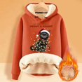 thumbnail image 2 of Women's Christmas Hoodies Thick Cat Print Long Sleeve Hooded Sweatshirts Xmas Holiday Cute Long Sleeve Loose Pullover Tops Winter Y2k Clothes, 2 of 4