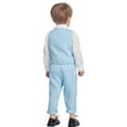 thumbnail image 3 of Baby Boys Formal Suit Toddler Gentleman Suit Dress Slim Fit Shirt+Vest+Pants Outfits Tuxedo 6M - 6 Years,Blue Stripe, 3 of 6