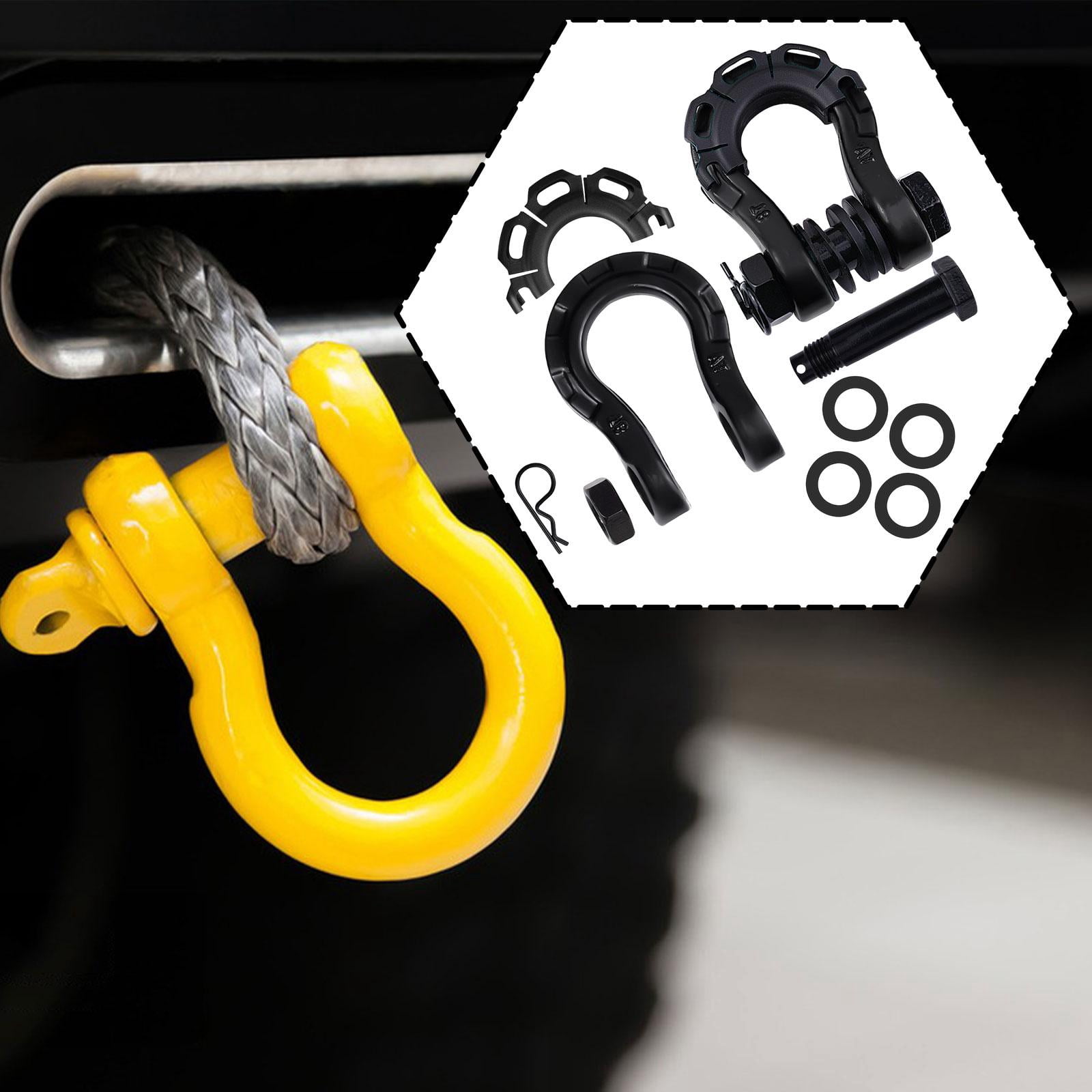 JISADER 2 Pieces D Ring Shackles Easy to Use Heavy Duty Off Roads Towing Accessories Black