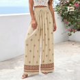 thumbnail image 2 of DHFJKG Linen Pants Women Boho Printed Flowy Wide Leg Palazzo Lightweight Casual Drawstring Summer Pants Beach Vacation Clothes Soft Trousers, 2 of 4