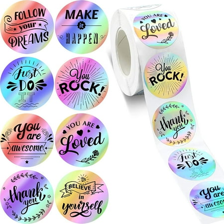 500 Pieces Inspirational Quote Stickers Roll Laser Encouraging Stickers ...