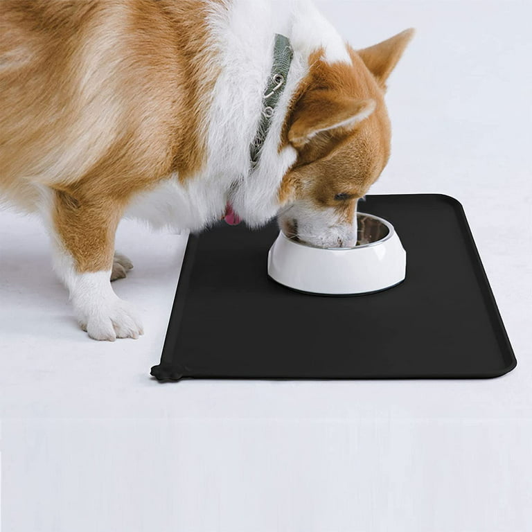Non-Stick Pet Food Mat, Waterproof Silicone Cat Dog Bowl Mat, Small Dog  Feeding Mat for Small Pet - Black (18.5 Inch x 11.5 Inch) 