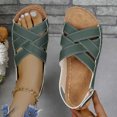 thumbnail image 4 of Miluxas Women's Wedge Sandals Ankle Strap Open Toe Summer Sandal Beach Bohemia Comfortable Platform Outdoor Flats Shoes Green 9.5(43), 4 of 9