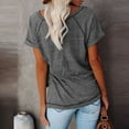 thumbnail image 4 of YYDGH 2023 Women Summer Tops Short Sleeve Solid Color T-Shirts Tees Raglan Casual Loose Fit Tunic Tops Dark Gray S, 4 of 5