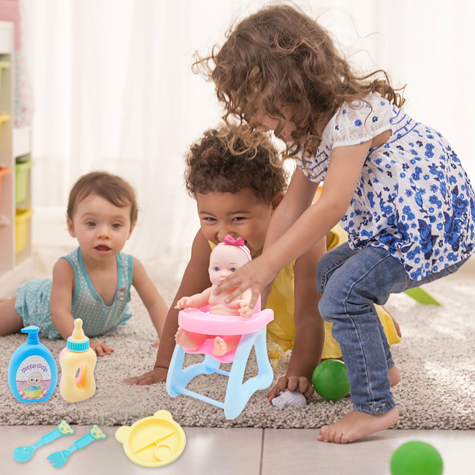 Pisexur Baby Doll Set with Doll High Chair 7 inch Doll Playset Deluxe 8 PCS Baby Doll Accessories Realistic Pretend Play Baby Dolls Ideal Gift for 3 4 5 6 Girls Kids Walmart