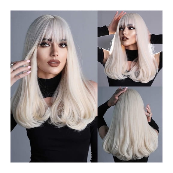 Wig with Bangs for Women Synthetic Hair Wave Wigs 18 Inches Wig for Daily Cosplay and Party