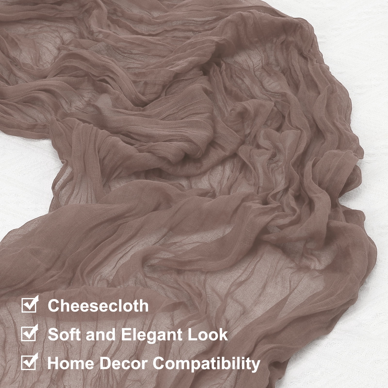 2 Packs Mocha Brown Cheesecloth Table Runner 35.4" x 118" Rustic Gauze Table Runner for Wedding Party, (10Ft)