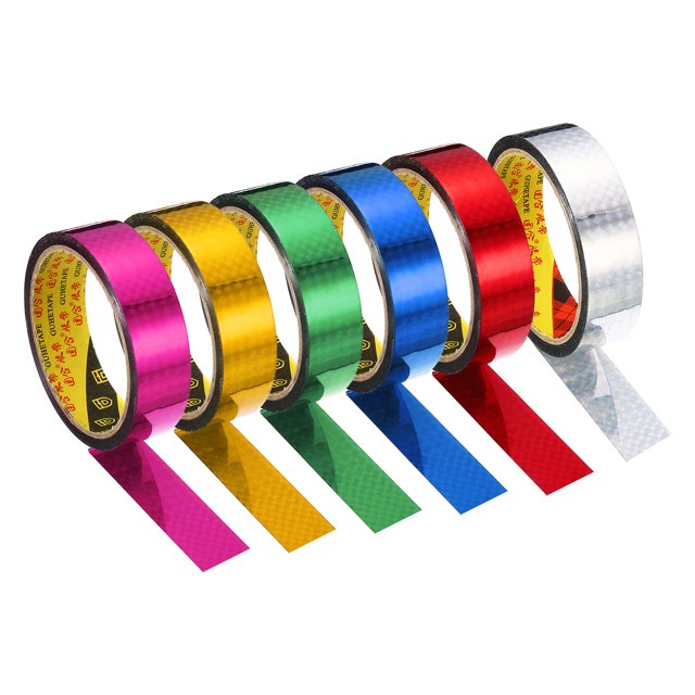 Unique Bargains 25mmx30m Prism Tape Holographic Reflective Self Adhesive Decor Assorted Color 6 Pack