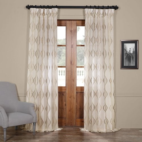 Mercer41 Seaman Embroidered Geometric Sheer Rod Pocket Single Curtain Panel Walmart Com Walmart Com