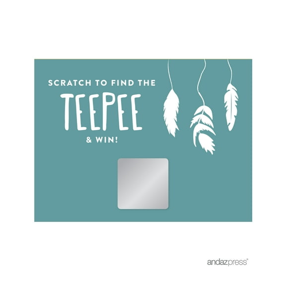 Boho Chic Tribal Birthday Games, Activities, Scratch Off Winner Game Cards, 30-Pack