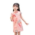 thumbnail image 2 of LIJCC Kid Girls Chinese Qipao Dress Peony Pattern Short Sleeve China Traditional Bride Dress Cheongsam Costume for Birthday Party Wedding, 2 of 8