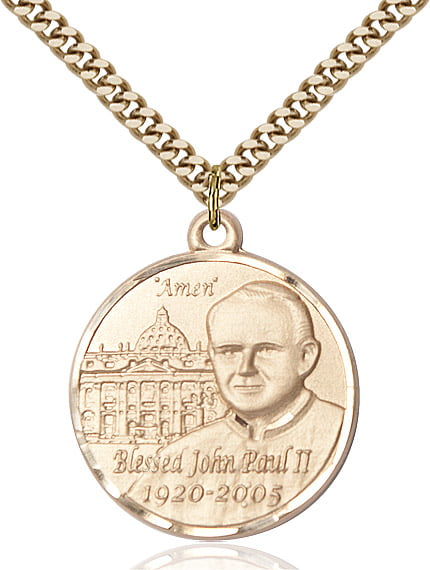 Bonyak Jewelry Sterling Silver 20 mm Round Pope John Paul II 18 Necklace 