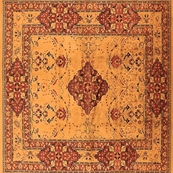 Ahgly Company Indoor Square Oriental Orange Industrial Area Rugs, 7' Square