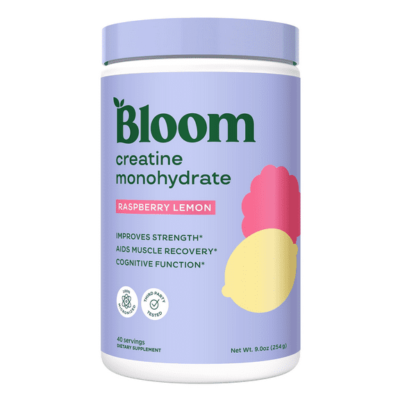 Bloom Nutrition Creatine Monohydrate Powder, Raspberry Lemon Flavor, 40 Servings