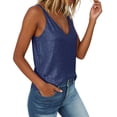 thumbnail image 4 of GEWSEY Womens Full Sequin Tank Tops Glitter Club Party Sleeveless Shirt Sparkle Blouses V-Neck Loose Shimmer Vests (Navy, XL), 4 of 7
