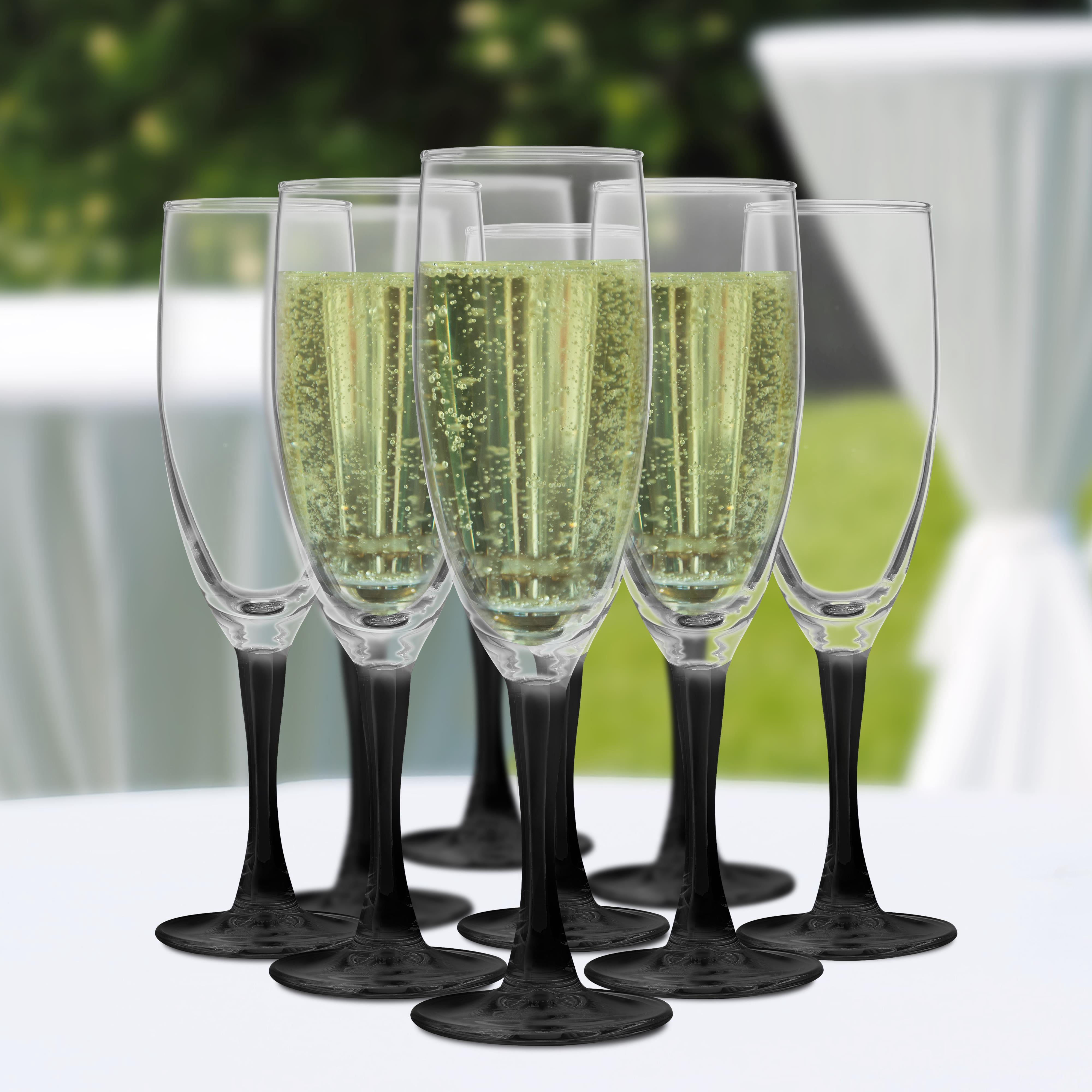 Nuance Champagne Flutes by ARC 5.75 oz. Set of 10, Bulk Pack - Perfect for Hotel, Bar, Restaurant or Lounge - Black