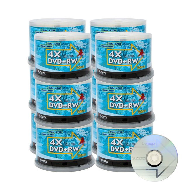 600 Pack Ridata DVD+RW 4X 4.7GB Logo Argent Réinscriptible DVD Plus RW Réinscriptible Disque Multimédia Enregistrable Vierge
