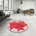 thumbnail image 4 of Ahgly Company Machine Washable Indoor Round Transitional Flamingo Pink Area Rugs, 5' Round, 4 of 7