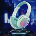 thumbnail image 2 of Blukids Bluetooth Headphones Over Ear, BT5.3, Colorful RGB Light, Long Playtime Wireless Headset, Noise Cancel, HiFi Stereo Foldable Lightweight Deep Bass for Travel Home Office Cellphone（Green), 2 of 8