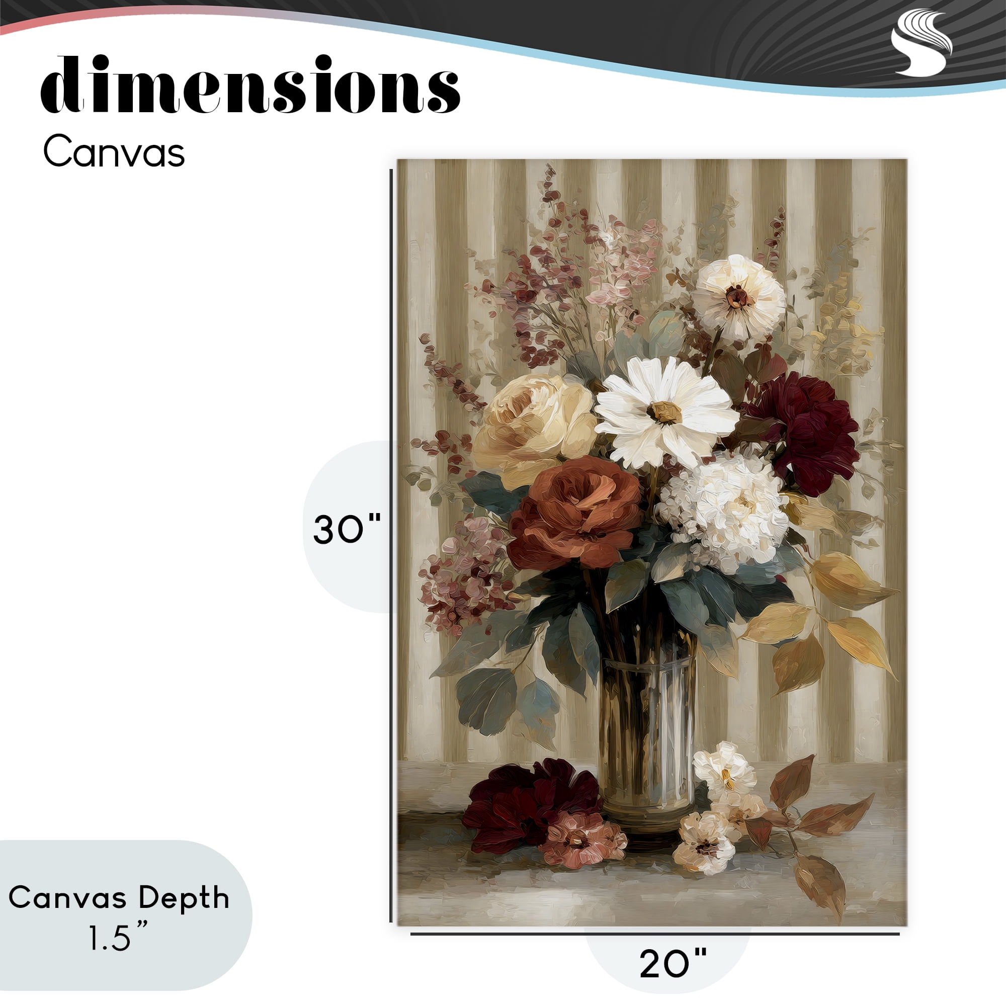 Stupell Industries Vintage Arrangement with Stripes Canvas Wall Art, design by Petal Prints Design